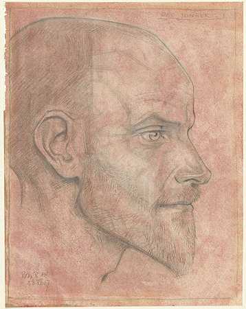 杰克的肖像。从侧面看，更年轻`Portret van Jac. Jongert, van opzij (1917) by Richard Nicolaüs Roland Holst