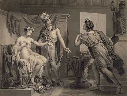 亚历山大将坎帕斯佩割让给阿佩列斯`Alexander Ceding Campaspe to Apelles (1819) by Jerome-Martin Langlois