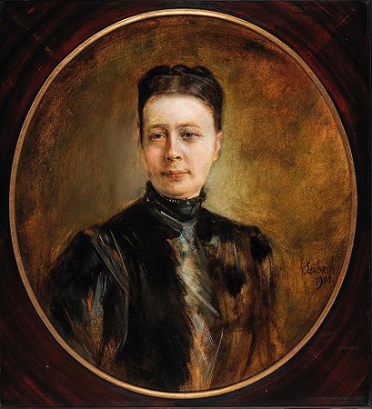 一位女士的肖像`Portrait of a Lady (1901) by Franz von Lenbach