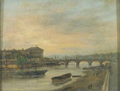 波旁宫和路易十六桥（协和桥）`Le Palais Bourbon et le Pont Louis~XVI (pont de la Concorde) (1826) by Giuseppe Canella