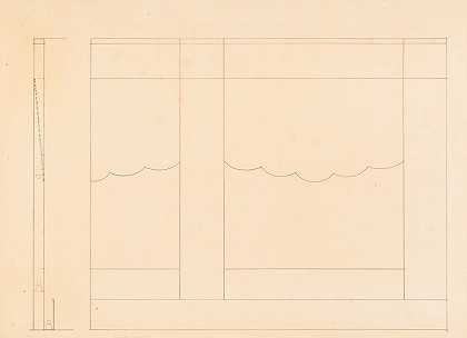 为身份不明的餐厅设计，可能是Dunhall和s餐厅，纽约州纽约市。墙壁处理，草图3`Design for unidentified restaurant, possibly Dunhalls Restaurant, New York, NY. Wall treatment, sketch 3 (1944) by Winold Reiss