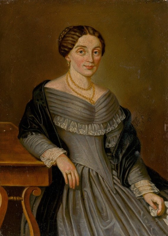 马科维奇夫人的肖像`Portrait of Mrs. Makovická (1859–1865) by Peter Michal Bohúň