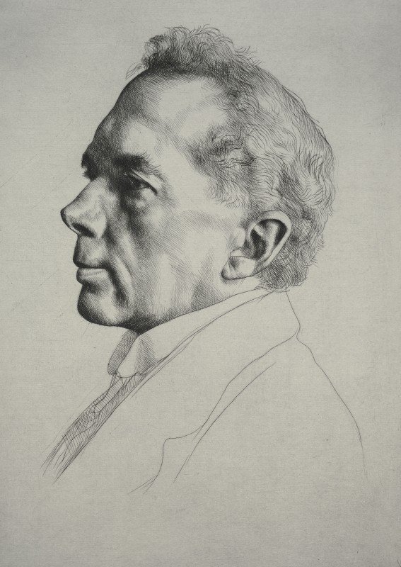 坎贝尔·多奇森，左边的侧面`Campbell Dodgson, Profile to the Left (1919) by William Strang