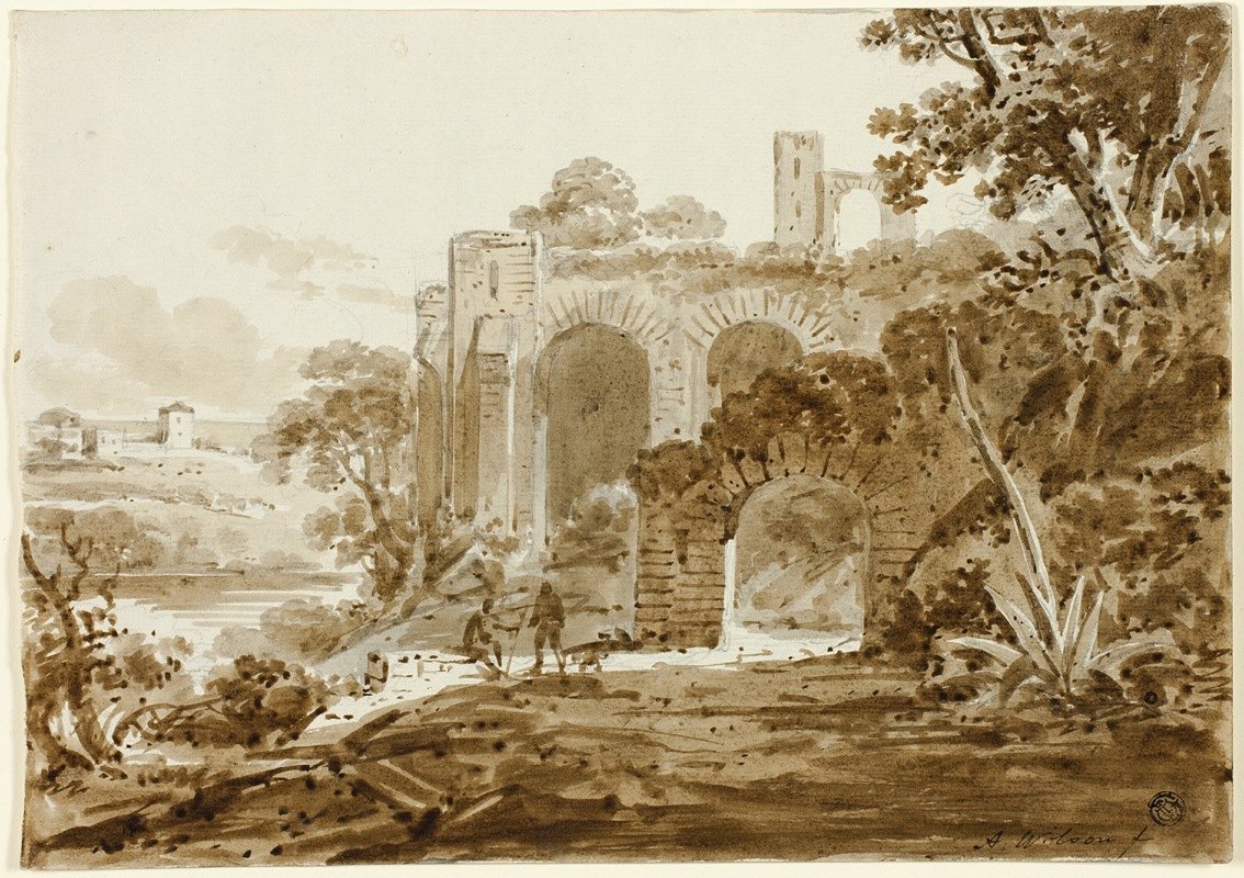 罗马遗迹景观`Landscape with Roman Ruins by Andrew Wilson