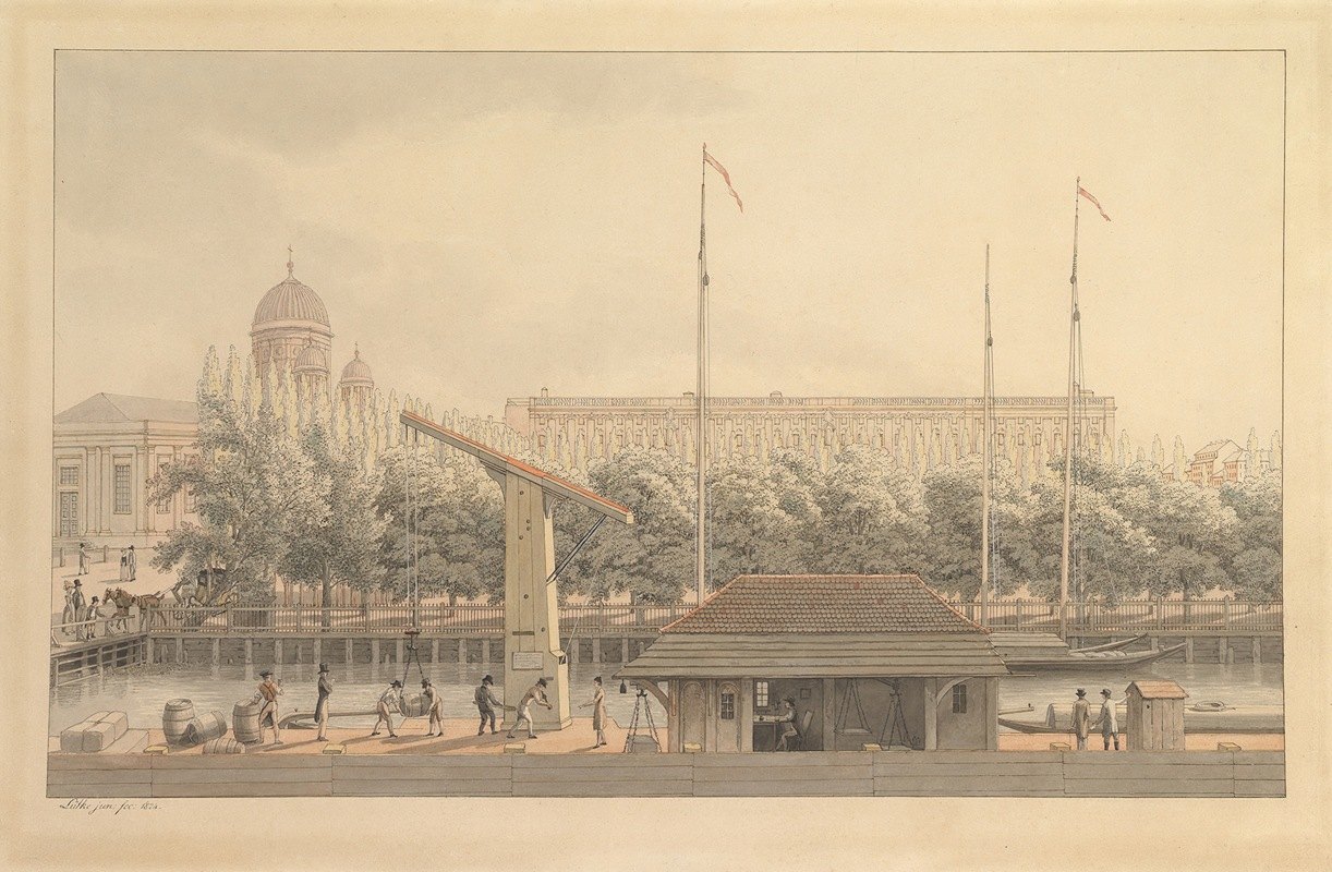 带圆顶和城堡的柏林景观`View of Berlin with the Dome and Castle (1824) by Ludwig Eduard Lütke