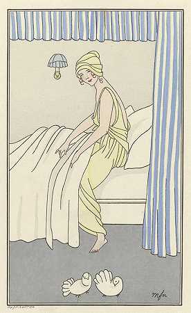 努伊特服装和发型`Costume et coiffure de nuit (1914) by Monogrammist MFN