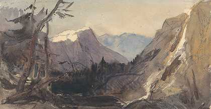阿尔卑斯地貌，可能是马特宏峰`Alpine Landscape, possibly the Matterhorn (ca. 1834) by William James Müller