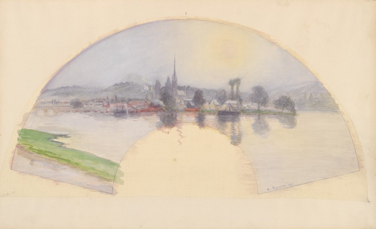 鲁昂景观`View of Rouen (1885) by Camille Pissarro