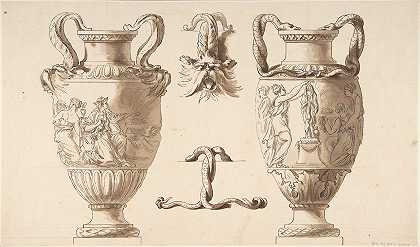 两个骨灰盒的设计`Designs for Two Urns by Etienne de Lavallée-Poussin