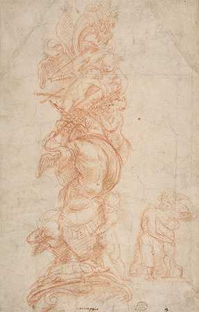壁柱装饰设计`Design for the Decoration of a Pilaster (ca 1529) by Giovanni Antonio da Pordenone