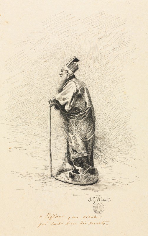 为《魔术师》学习“Fée伯爵”（仙女的故事）`Study for the Magician in “Conte de Fée” (Story of a Fairy) (1800s) by Jehan Georges Vibert