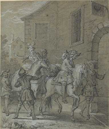 从到达中的操作员`LArrivee de lOperateur dans lhotellerie (1727) by Jean-Baptiste Oudry
