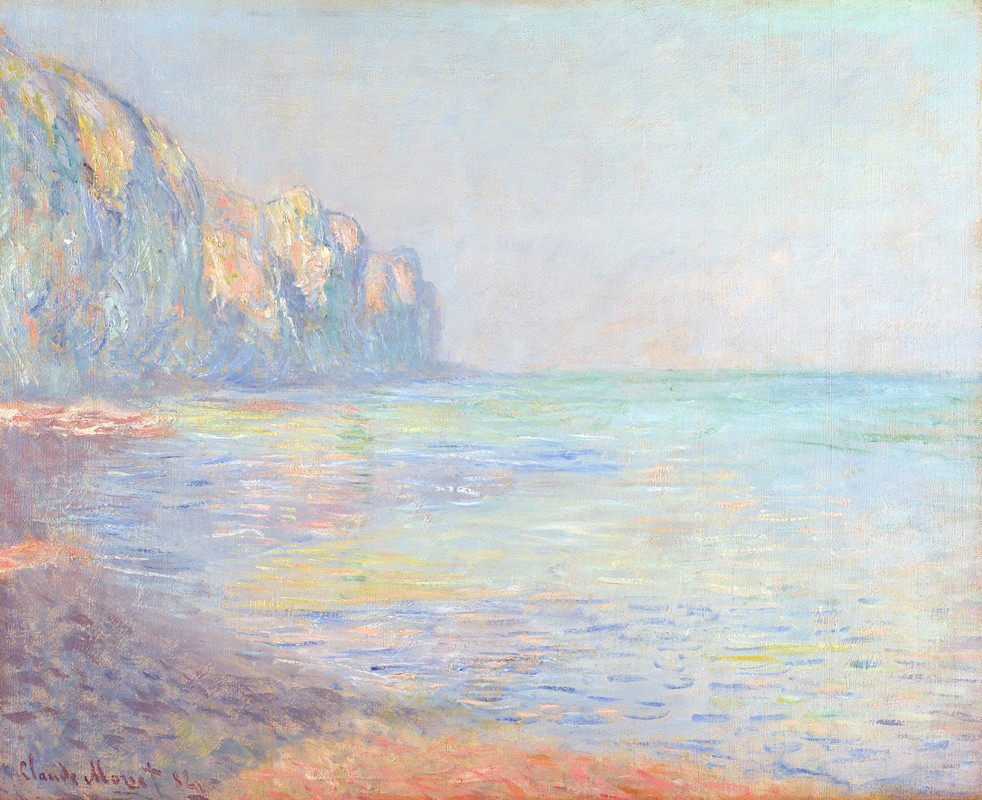 早上，雾蒙蒙的天气，普尔维尔（普尔维尔雾蒙蒙的早晨）`Le Matin, temps brumeux, Pourville (Misty Morning at Pourville) (1882) by Claude Monet