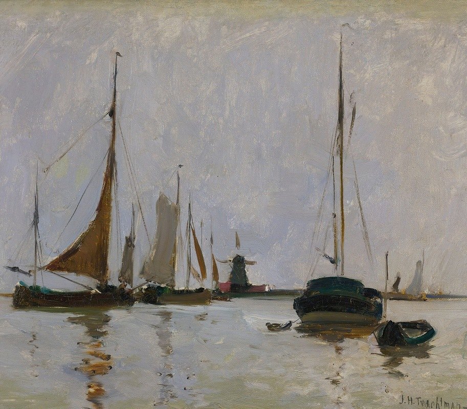荷兰安静港`Quiet Harbor, Holland (circa 1881) by John Henry Twachtman