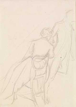 丁尼生这是磨坊主s的女儿——为丈夫和妻子学习——起来，让我们漫步吧`Tennysons The Millers Daughter – Study for Husband and Wife in Arise and Let us Wander Forth (1855~56) by Sir John Everett Millais