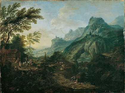 理想的山地景观和农场`Ideale Berglandschaft mit Gehöft by Maximilian Joseph Schinnagl