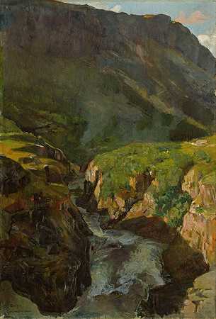 德里瓦河`The River Driva (1895) by Gerhard Munthe