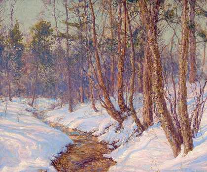 莫霍克山谷高地溪流`Upland Stream, Mohawk Valley (1910) by Walter Launt Palmer