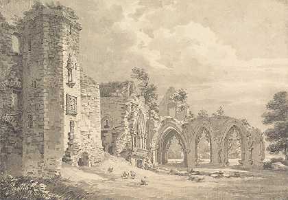 达姆弗里斯附近的林克莱登学院遗址`The Ruins of the College of Lincluden, near Dumfries (ca. 1806) by Thomas Hearne