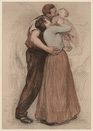 吻（吻）`The Kiss (Le Baiser) (1898) by Victor Emile Prouvé