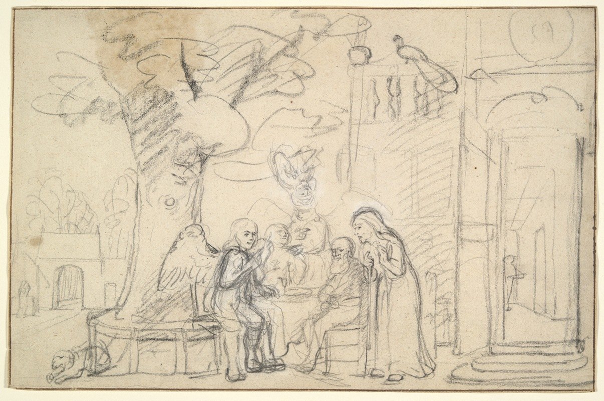 亚伯拉罕招待天使`Abraham Entertaining the Angels (ca. 1655) by Nicolaes Maes