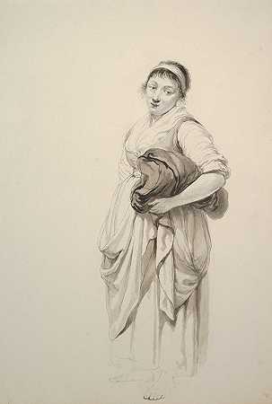 站立的年轻洗衣妇`A Standing Young Washerwoman (late 18th–early 19th century) by Jacob van Strij
