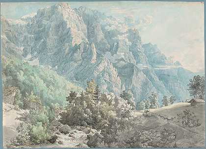 瑞士的格拉尼施地块`The Glärnisch Massif in Switzerland (c. 1790)