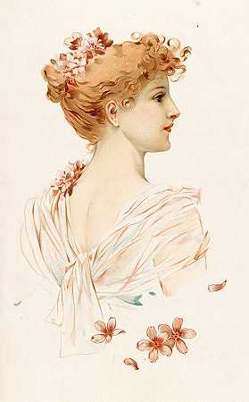 女人的肖像`Portrait of a Woman (ca. 1861–1897) by Louis Prang