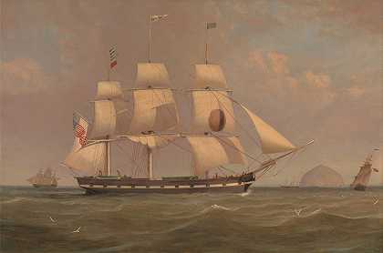 黑球线包裹船纽约艾尔莎·克雷格`The Black Ball Line Packet Ship New York off Ailsa Craig by William Clark
