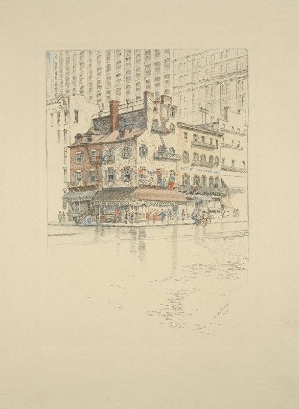 炮台公园上的房子，1905年`Houses on Battery Park, 1905 (1908) by Charles Frederick William Mielatz