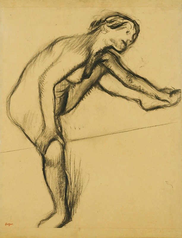 裸体研究（女性坐着，左腿抬高）`Étude De Nu (Femme Assise, La Jambe Gauche Levée) by Edgar Degas