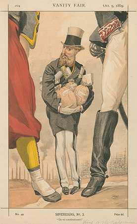 名利场版税;联合国投资回报率章程，利奥波德二世，比利时国王，1869年10月9日`Vanity Fair; Royalty; Un roi Constitutionnel, Leopold II, King of the Belgians, October 9, 1869 (1869) by James Tissot