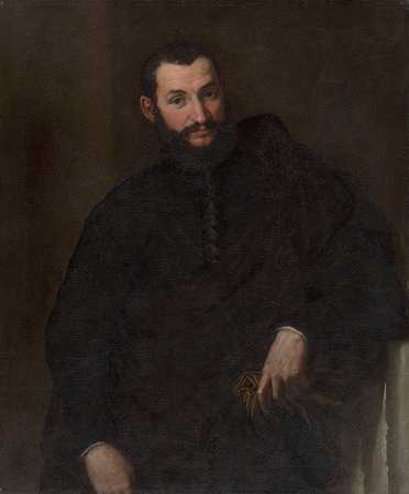 一个男人的肖像（带有一根古董柱的碎片）`Portrait of a Man (With a Fragment of Antique Column) (1540)