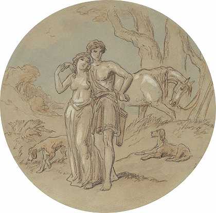 设计了一系列展示维纳斯和阿多尼斯pl13的图版`Designs for a series of plates illustrating Venus and Adonis pl13 by Hablot Knight Browne