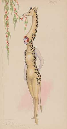 长颈鹿`Giraffe (1917) by Will R. Barnes