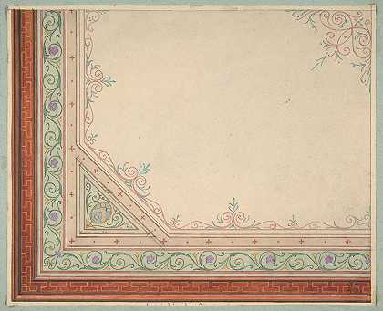 天花板彩绘装饰的局部设计`Partial design for the painted decoration of a ceiling (1840–97) by Jules-Edmond-Charles Lachaise