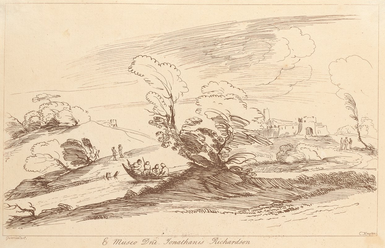 景观与河流穿越`Landscape and stream crossing (1740) by George Knapton