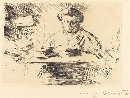 艺术家的妻子（戴加廷）`Wife of the Artist (Die Gattin) (1918) by Lovis Corinth