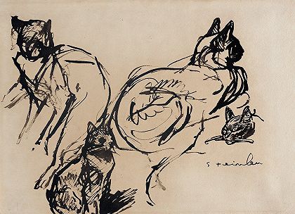 猫`Cats (19th~20th century) by Théophile Alexandre Steinlen