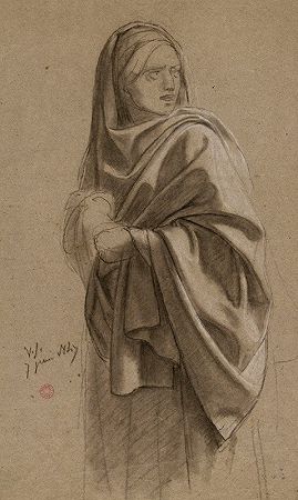 站着的女人`Femme debout drapée (19th century) by Jean-Achille Benouville