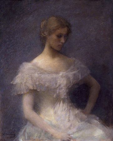 坐着的年轻女孩`Young Girl Seated (1896) by Thomas Wilmer Dewing