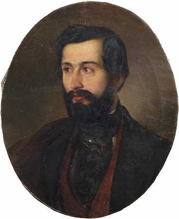 男人肖像`Portrait of a Man by Alajos Györgyi Giergl
