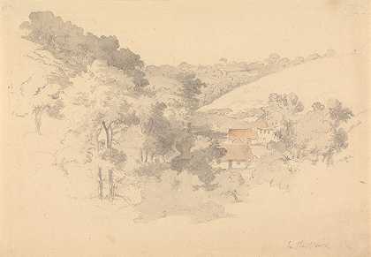 泽西州沃克斯的农场建筑`Farm Buildings in the Vaux, Jersey (ca. 1832) by Robert Hills