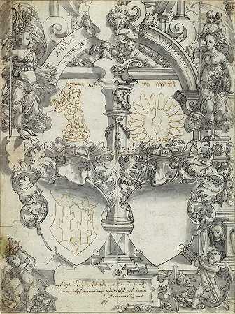 设计一扇四季分明的春夏结婚之窗`Design for a Marriage Window with the Seasons Spring and Summer (1595–1600) by Daniel Lindtmayer