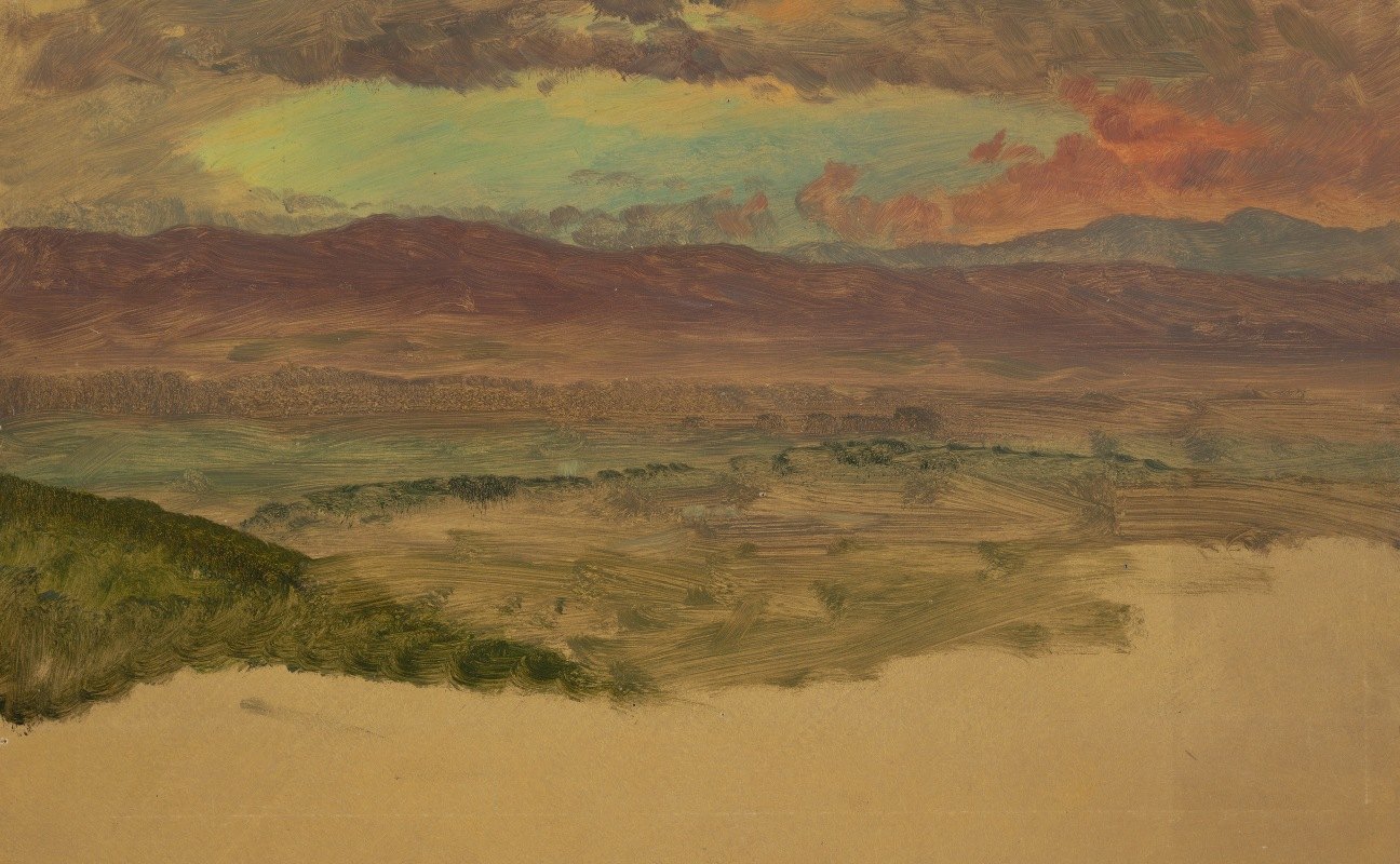 哈德逊河谷景观`Hudson Valley Landscape (ca. 1880) by Frederic Edwin Church