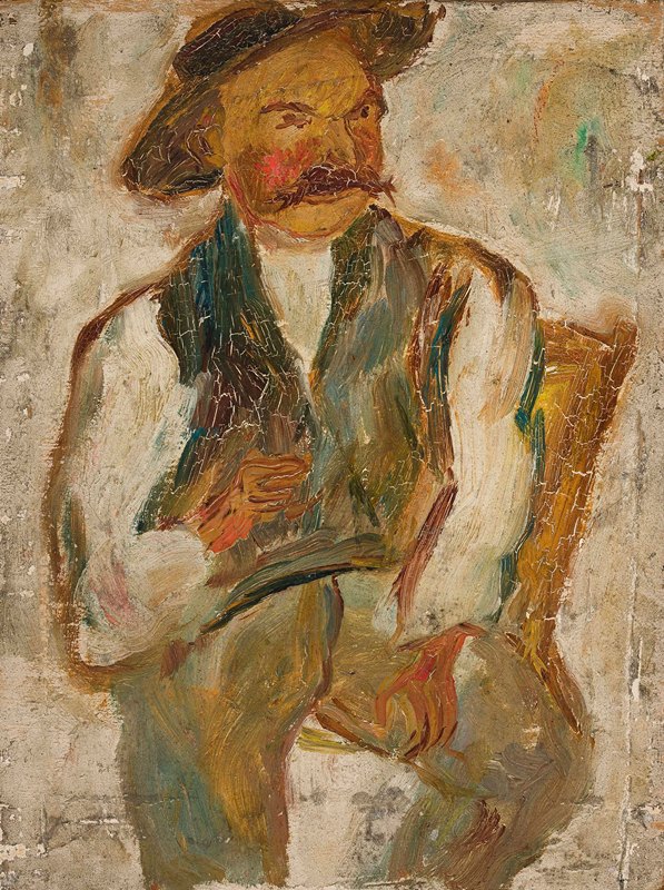 《戴帽子的农民》研究`Study of a peasant in a hat (1920) by Tadeusz Makowski