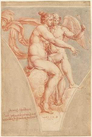 维纳斯和丘比特（拉斐尔之后）`Venus and Cupid (after Raphael) (1636) by Pieter van Lint