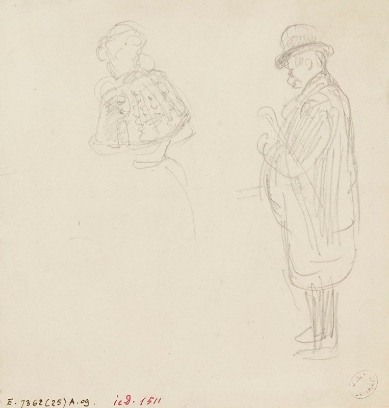 女人和老人`Femme et vieillard (1895 ~ 1905) by Frédéric Houbron