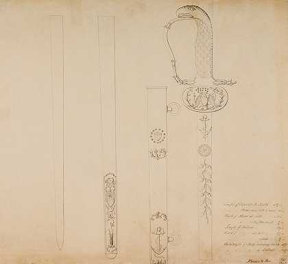 为军官设计佩剑`Design for an Officers Sword (1837) by Thomas Fletcher