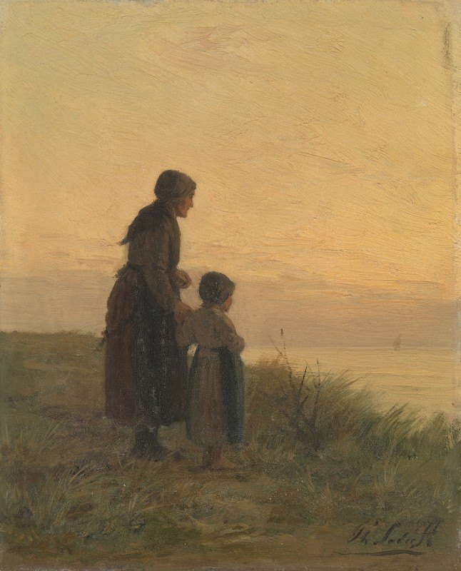 在沙丘上`On the dunes (1857~1889) by Philip Sadée